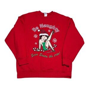 Vintage 2004 Betty‎ Boop Be Naughty Santa Christmas Crewneck Sweatshirt Adult M